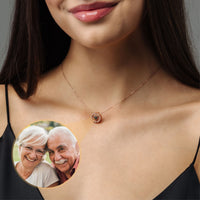 Thumbnail for Circular Photo Personalised Necklace  - Photo Necklace - Photo Projection Necklace Necklace Brother & Sisters