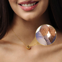 Thumbnail for Circular Photo Personalised Necklace  - Photo Necklace - Photo Projection Necklace Necklace Brother & Sisters