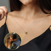 Thumbnail for Circular Photo Personalised Necklace  - Photo Necklace - Photo Projection Necklace Necklace Gold Brother & Sisters