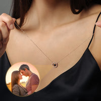 Thumbnail for Circular Photo Personalised Necklace  - Photo Necklace - Photo Projection Necklace Necklace Rose Gold Brother & Sisters