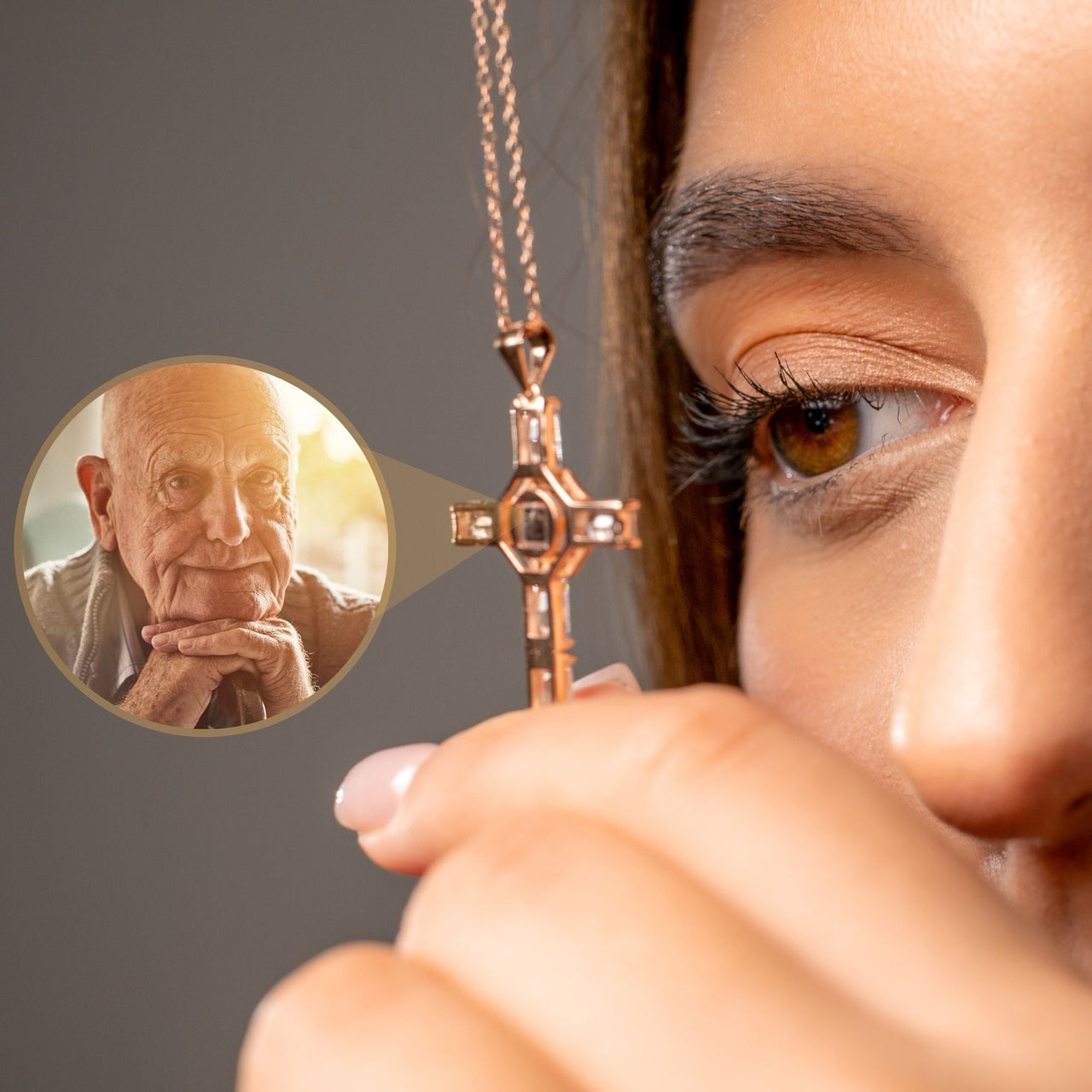 Cross Photo Personalised Necklace  - Photo Necklace - Photo Projection Necklace Necklace Brother & Sisters