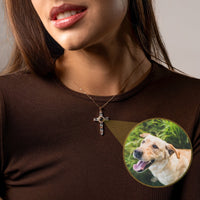 Thumbnail for Cross Photo Personalised Necklace  - Photo Necklace - Photo Projection Necklace Necklace Brother & Sisters
