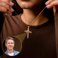 Thumbnail for Cross Photo Personalised Necklace  - Photo Necklace - Photo Projection Necklace Necklace Gold Brother & Sisters