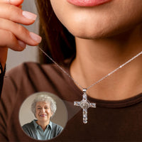 Thumbnail for Cross Photo Personalised Necklace  - Photo Necklace - Photo Projection Necklace Necklace Silver Brother & Sisters