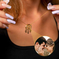Thumbnail for Dream Catcher Photo Personalised Necklace  - Photo Necklace - Photo Projection Necklace Necklace Gold Brother & Sisters