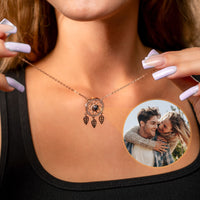 Thumbnail for Dream Catcher Photo Personalised Necklace  - Photo Necklace - Photo Projection Necklace Necklace Rose Gold Brother & Sisters
