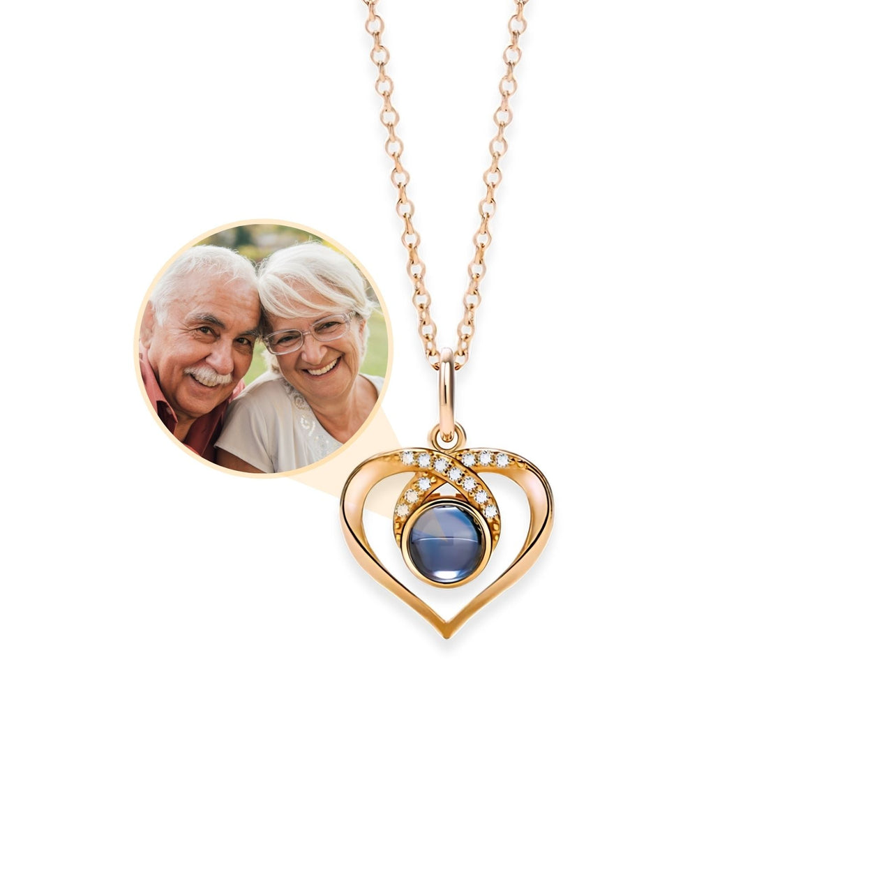 Eternal Photo Personalised Necklace  - Rose Gold Heart Necklace - Custom Necklace Necklace Rose Gold Brother & Sisters