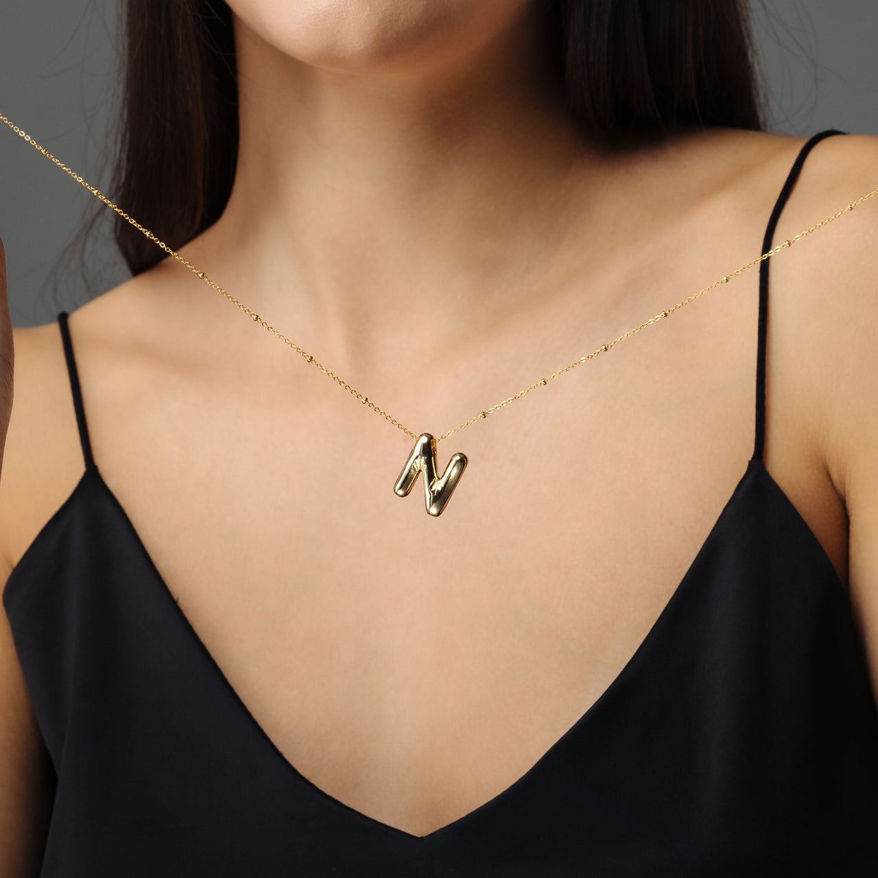 Gold Necklace for a Woman - Essential Initial Necklace - Woman Necklace - Bubble Letter Necklace Necklace Brother & Sisters