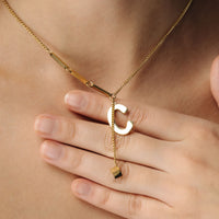 Thumbnail for Simple Initial Necklace by Brother & Sisters - Elegant gold necklace featuring a personalized initial charm.