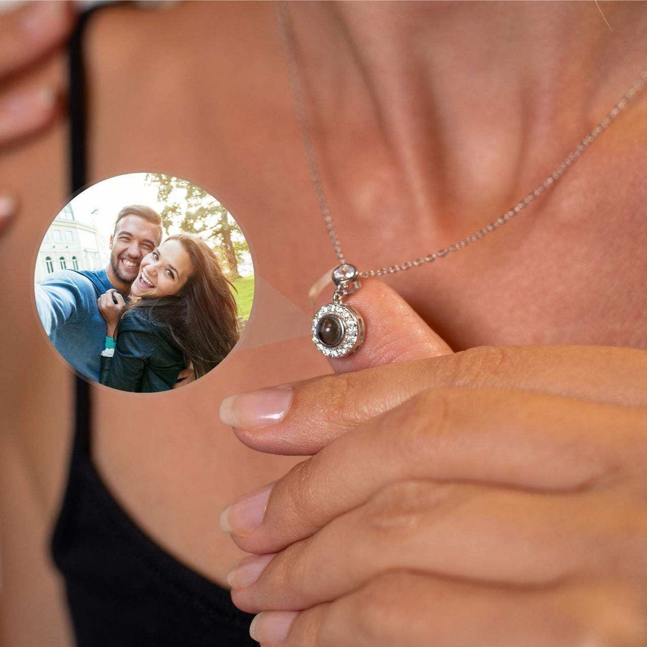 Halo Photo Necklace - Personalised Necklace - Customised Necklace Necklace Brother & Sisters