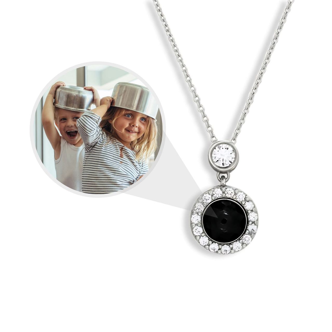 Halo Photo Necklace - Personalised Necklace - Customised Necklace Necklace Brother & Sisters