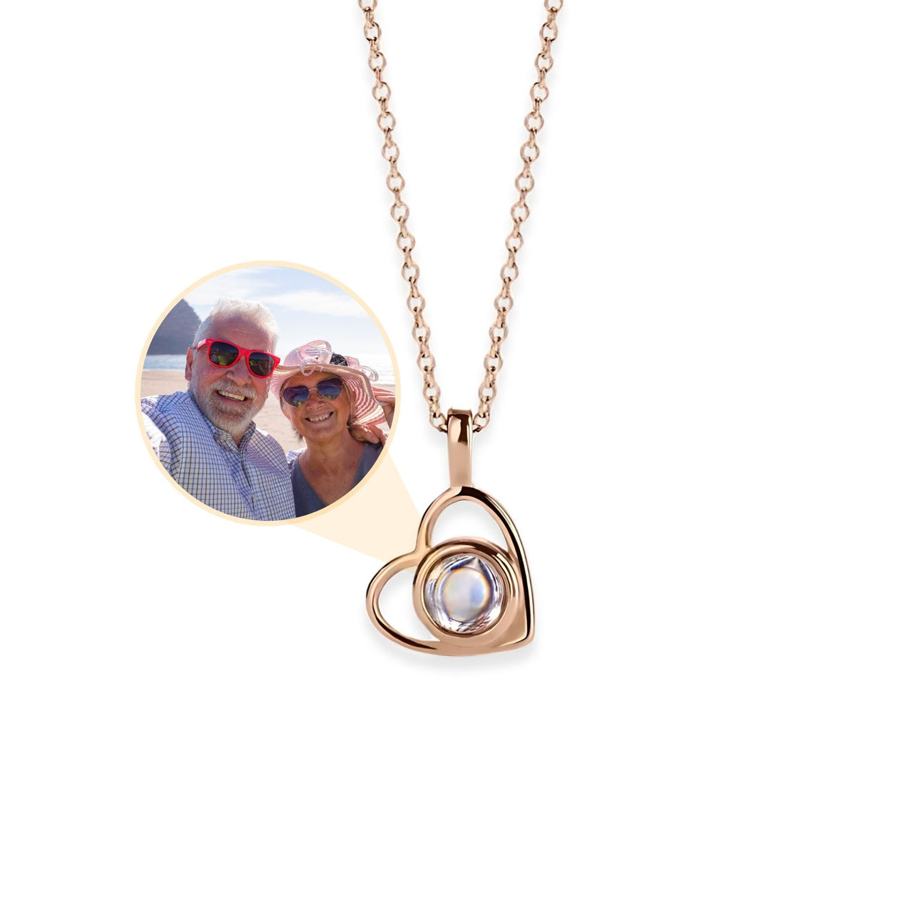Heart Photo Necklace - Personalised Necklace - Customised Necklace Necklace Rose Gold Brother & Sisters