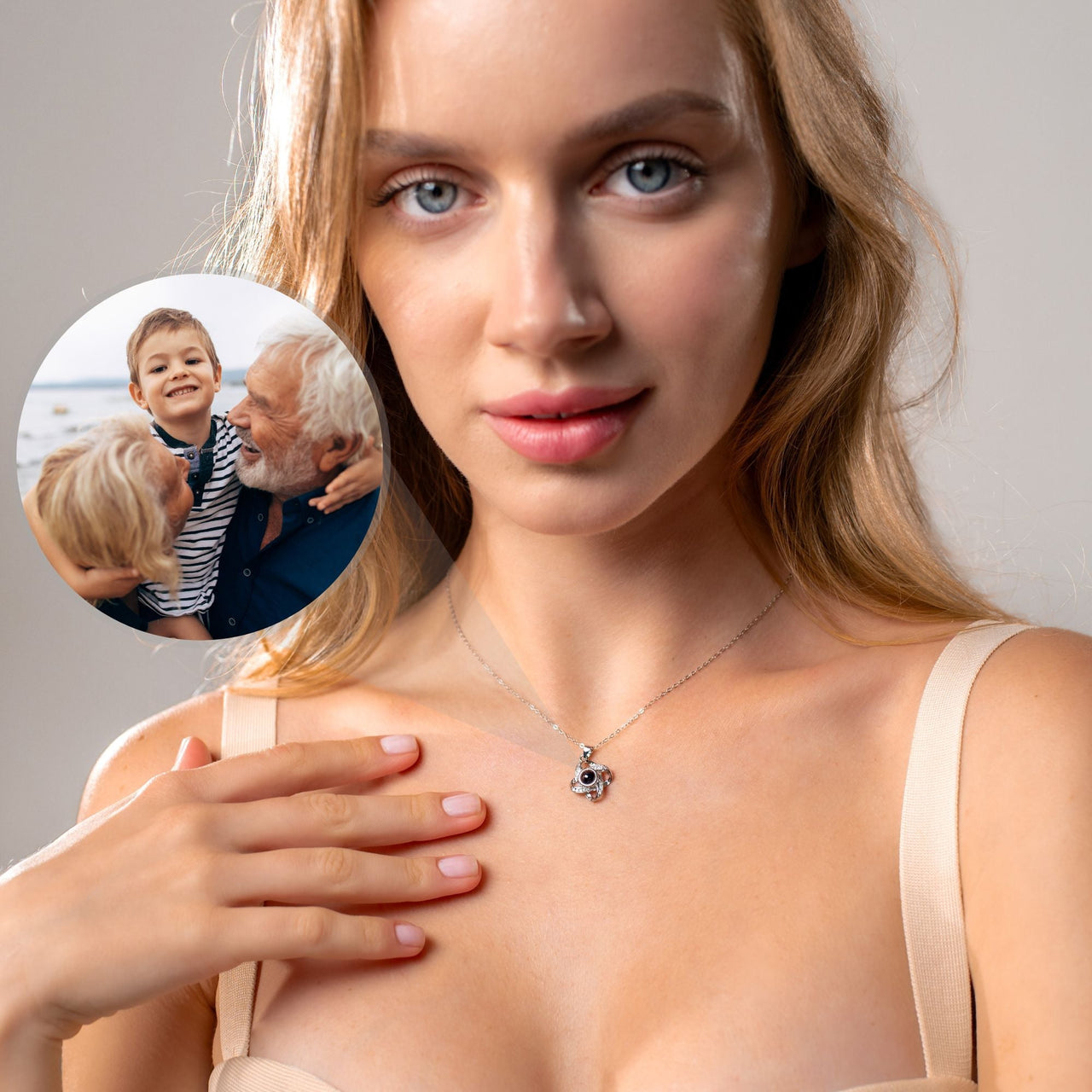 Infinite Photo Personalised Necklace  - Photo Necklace - Photo Projection Necklace Necklace Brother & Sisters