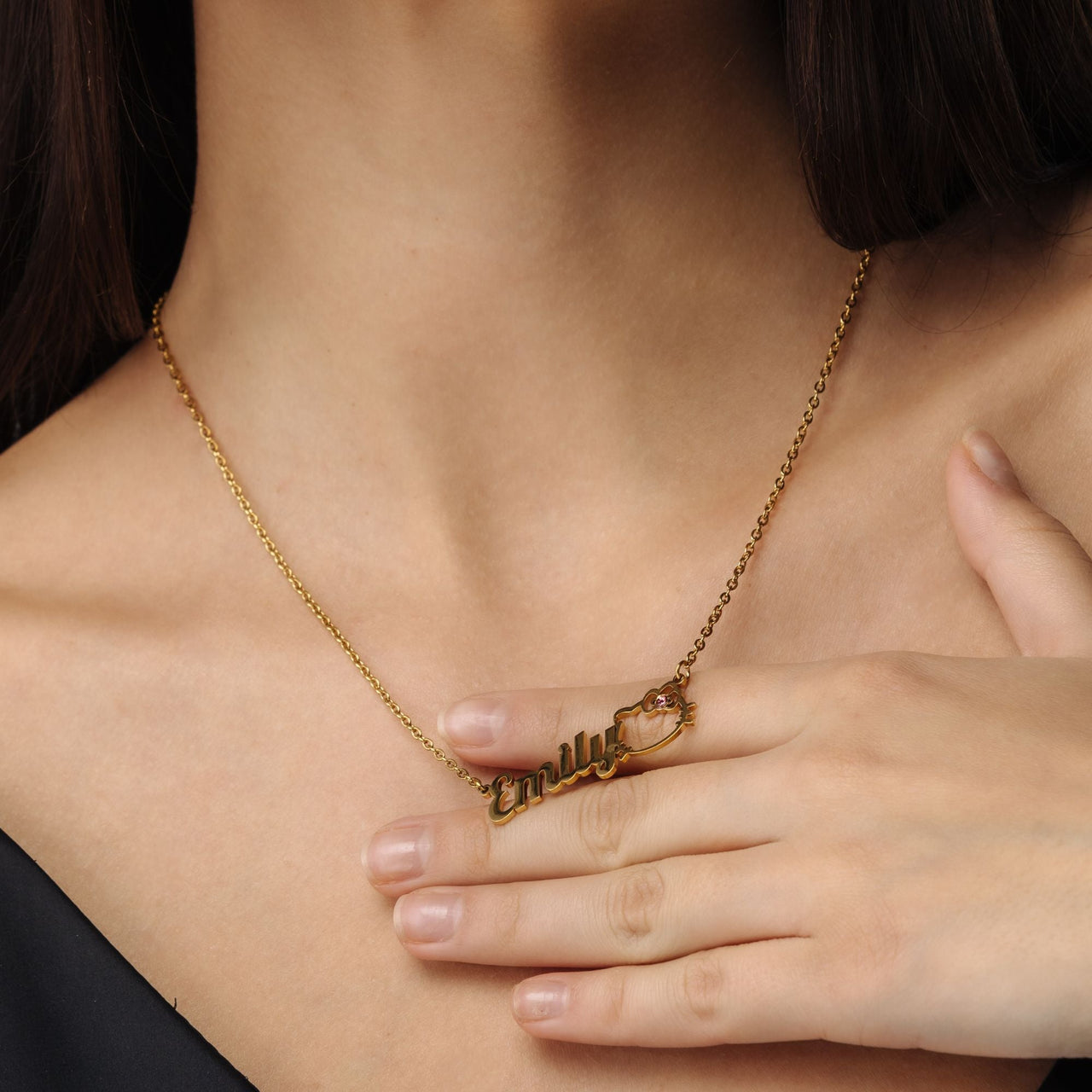 Kitty Name Necklace - Personalised Necklace - Custom Necklace - Necklaces for Girlfriend - Necklaces for Moms Necklace Gold Brother & Sisters