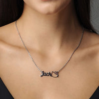Thumbnail for Kitty Name Necklace - Personalised Necklace - Custom Necklace - Necklaces for Girlfriend - Necklaces for Moms Necklace Silver Brother & Sisters