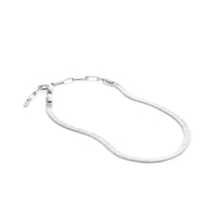 Thumbnail for Layla anklet silver packshot — flat herringbone snake chain with paperclip extension, waterproof 316L stainless steel