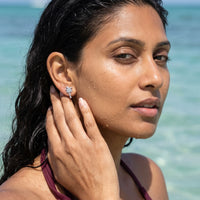 Thumbnail for Boucles d'oreilles palmier — photo portée dans l'eau, waterproof, argent | SKU: 10287609-silver-plated