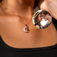 Thumbnail for Lucky Moon Photo Personalised Necklace  - Photo Necklace - Photo Projection Necklace Necklace Brother & Sisters