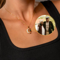 Thumbnail for Lucky Moon Photo Personalised Necklace  - Photo Necklace - Photo Projection Necklace Necklace Brother & Sisters