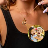 Thumbnail for Lucky Moon Photo Personalised Necklace  - Photo Necklace - Photo Projection Necklace Necklace Gold Brother & Sisters