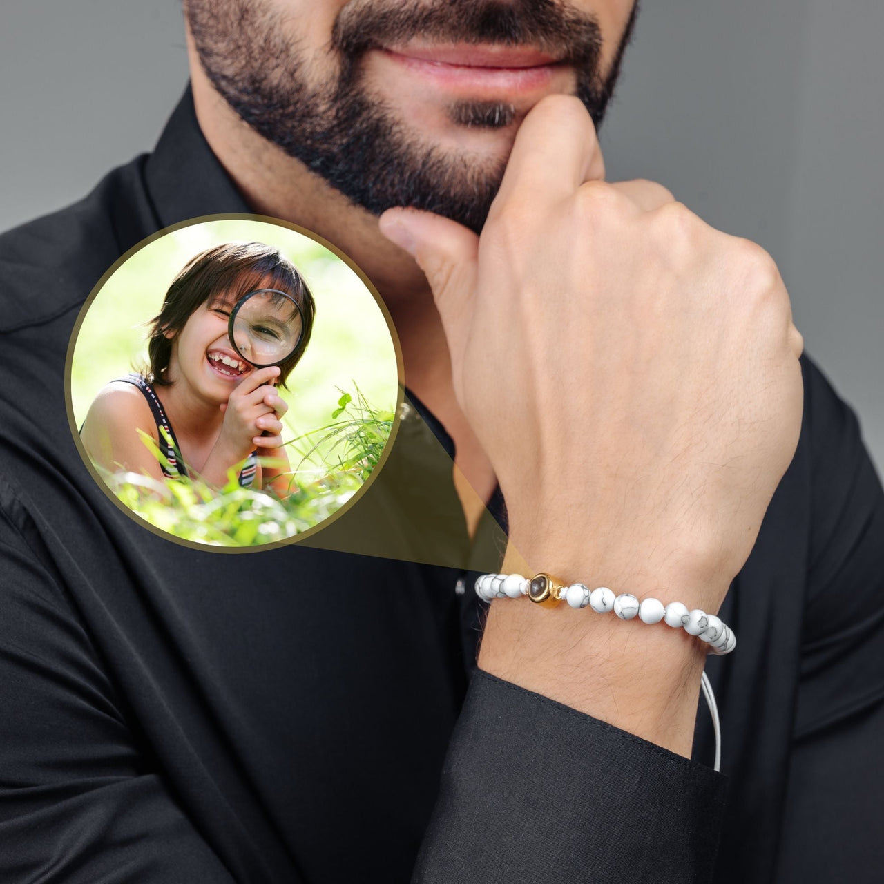 Man Bracelet - Men's Personalised Bracelet - Minimalist Personalized Photo Bracelet - Personalized Gift for Men - Custom Jewelry for Him - Custom Bracelet Picture - Personalised Photo Gift Bracelet Brother & Sisters