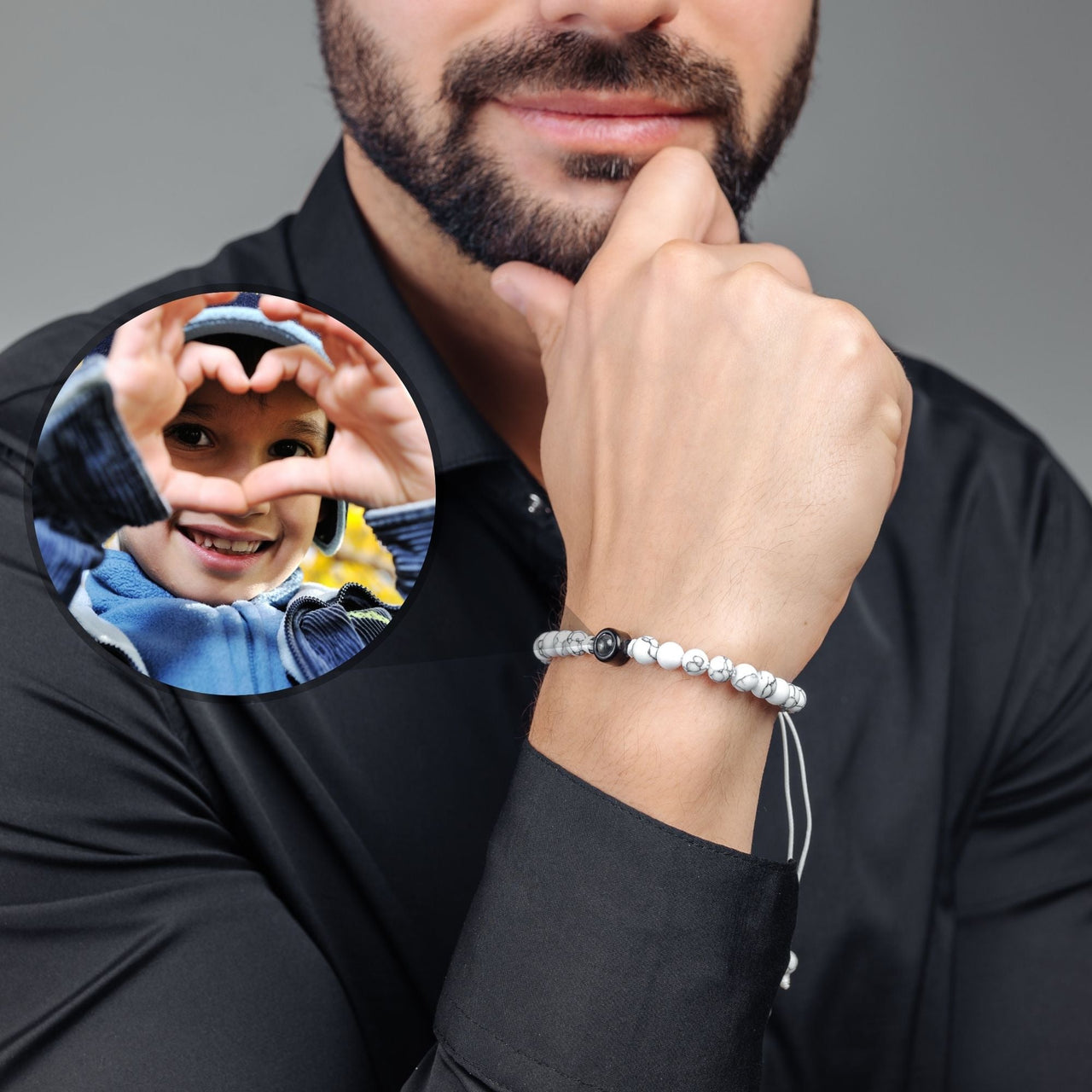 Man Bracelet - Men's Personalised Bracelet - Minimalist Personalized Photo Bracelet - Personalized Gift for Men - Custom Jewelry for Him - Custom Bracelet Picture - Personalised Photo Gift Bracelet Brother & Sisters