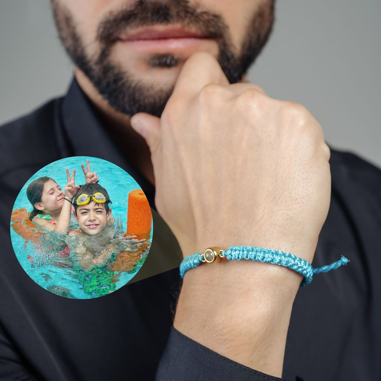 Man Bracelet - Men’s Personalised Bracelet - Personalized Gift - Custom Jewelry For Him - Custom Bracelet Picture - Personalised Photo Gift Bracelet Brother & Sisters