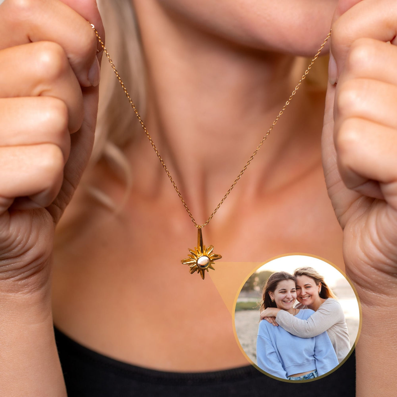 Protect Photo Personalised Necklace  - Photo Necklace - Photo Projection Necklace Necklace Brother & Sisters