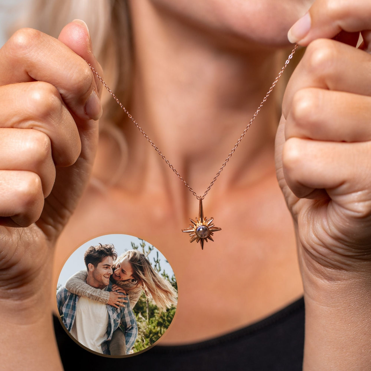 Protect Photo Personalised Necklace  - Photo Necklace - Photo Projection Necklace Necklace Brother & Sisters