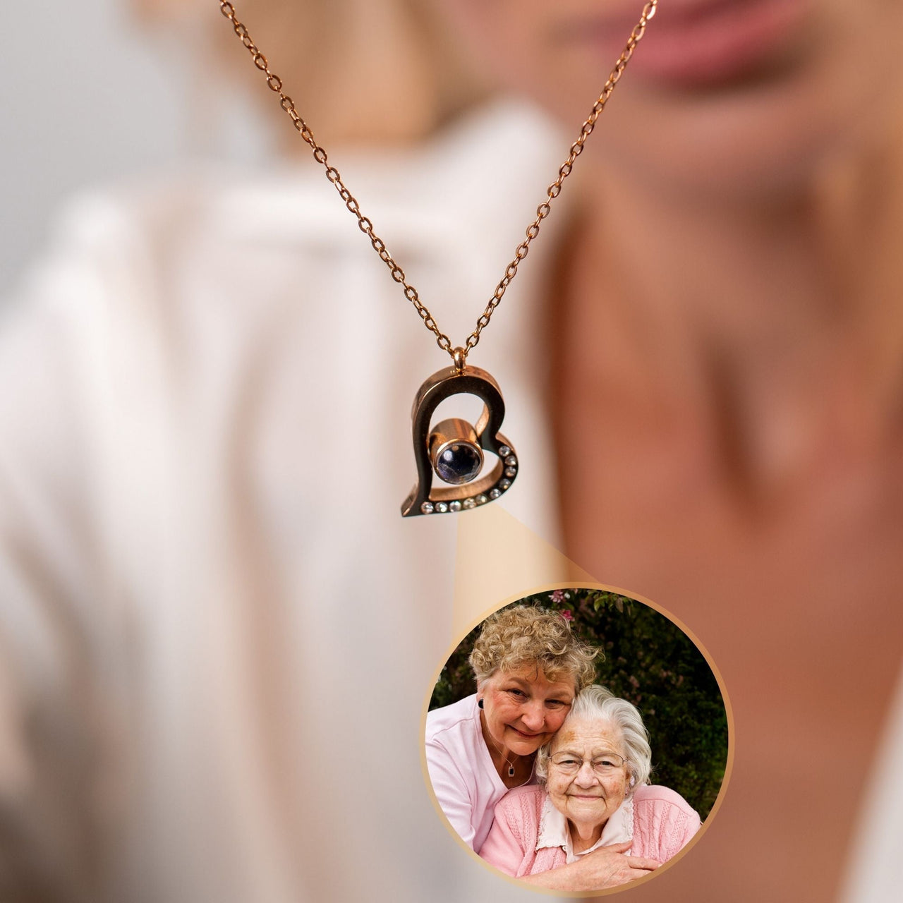 Romantic Photo Personalised Necklace  - Gold Heart Necklace - Silver Heart Necklace - Custom Necklace Necklace Rose Gold Brother & Sisters