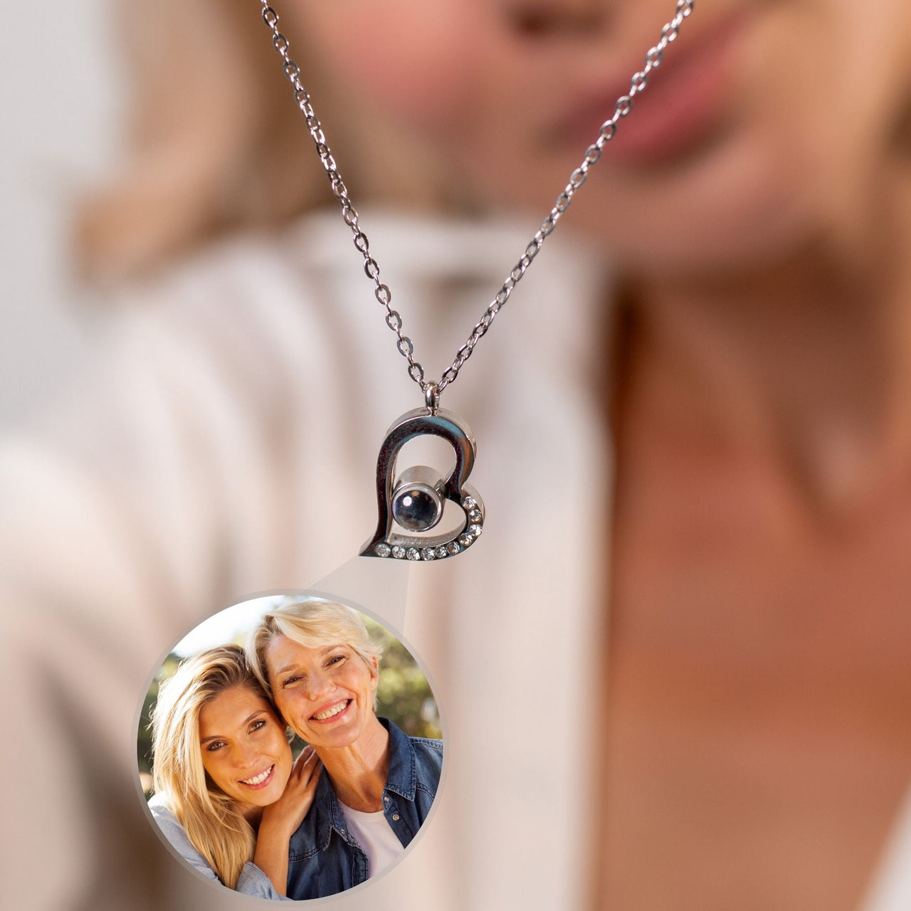 Romantic Photo Personalised Necklace  - Gold Heart Necklace - Silver Heart Necklace - Custom Necklace Necklace Silver Brother & Sisters
