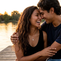 Thumbnail for Solitaire necklace — worn by a couple, silver | SKU: 505665
