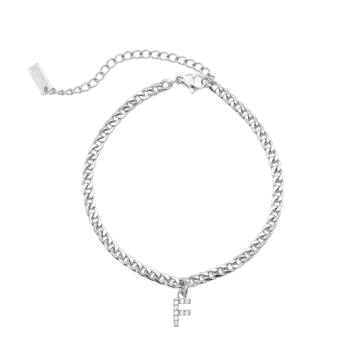 Silver Initial Anklet - Ankle Bracelet - Anklet for Women - Silver Leg Bracelet Anklet F Brother & Sisters