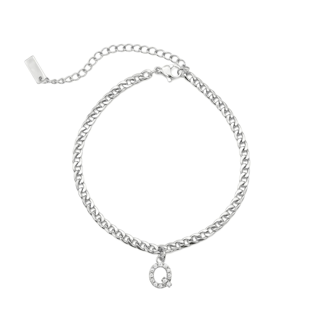 Silver Initial Anklet - Ankle Bracelet - Anklet for Women - Silver Leg Bracelet Anklet Q Brother & Sisters