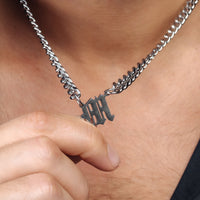 Thumbnail for Silver Man Necklace - Initial Necklace - Fire Letter Necklace - Mens Chain Necklace Necklace Brother & Sisters
