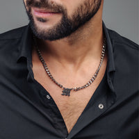 Thumbnail for Silver Man Necklace - Initial Necklace - Fire Letter Necklace - Mens Chain Necklace Necklace A Brother & Sisters