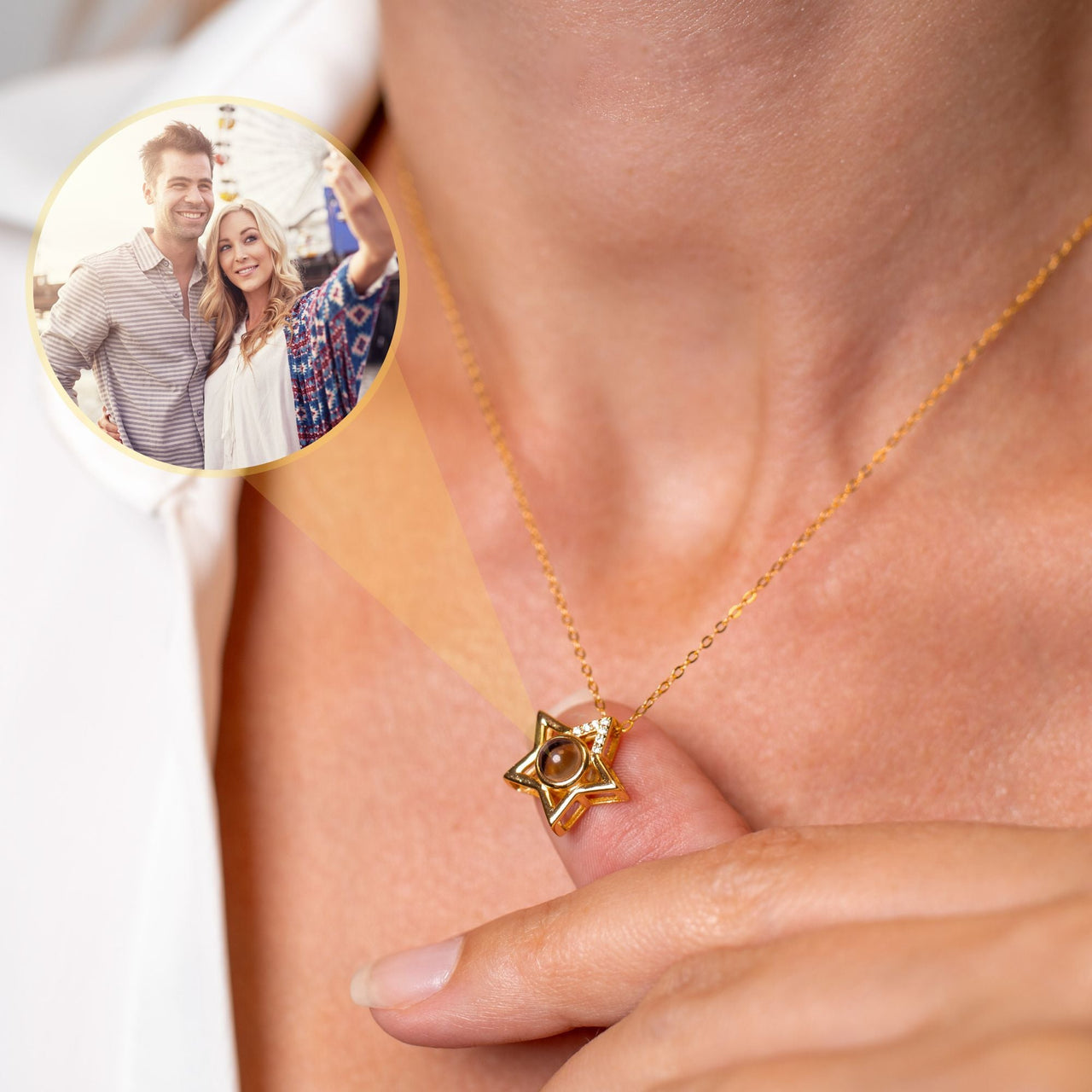 Star Photo Personalised Necklace  - Photo Necklace - Photo Projection Necklace Necklace Brother & Sisters