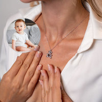 Thumbnail for Teddy Bear Photo Personalised Necklace  - Photo Necklace - Photo Projection Necklace Necklace Brother & Sisters