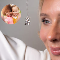 Thumbnail for Teddy Bear Photo Personalised Necklace  - Photo Necklace - Photo Projection Necklace Necklace Brother & Sisters