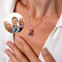 Thumbnail for Teddy Bear Photo Personalised Necklace  - Photo Necklace - Photo Projection Necklace Necklace Brother & Sisters