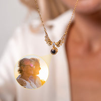 Thumbnail for Wings Photo Personalised Necklace  - Photo Necklace - Photo Projection Necklace Necklace Gold Brother & Sisters