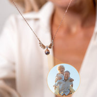 Thumbnail for Wings Photo Personalised Necklace  - Photo Necklace - Photo Projection Necklace Necklace Rose Gold Brother & Sisters