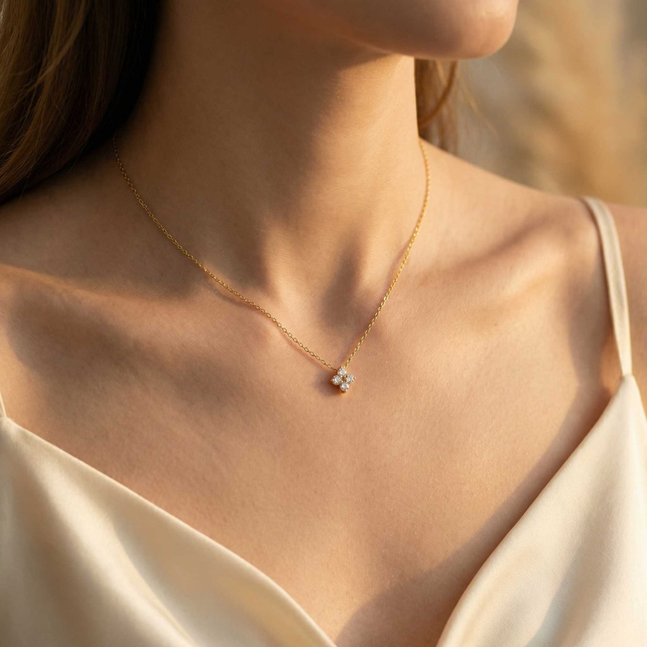 Kristall Blumen Anhänger Kette