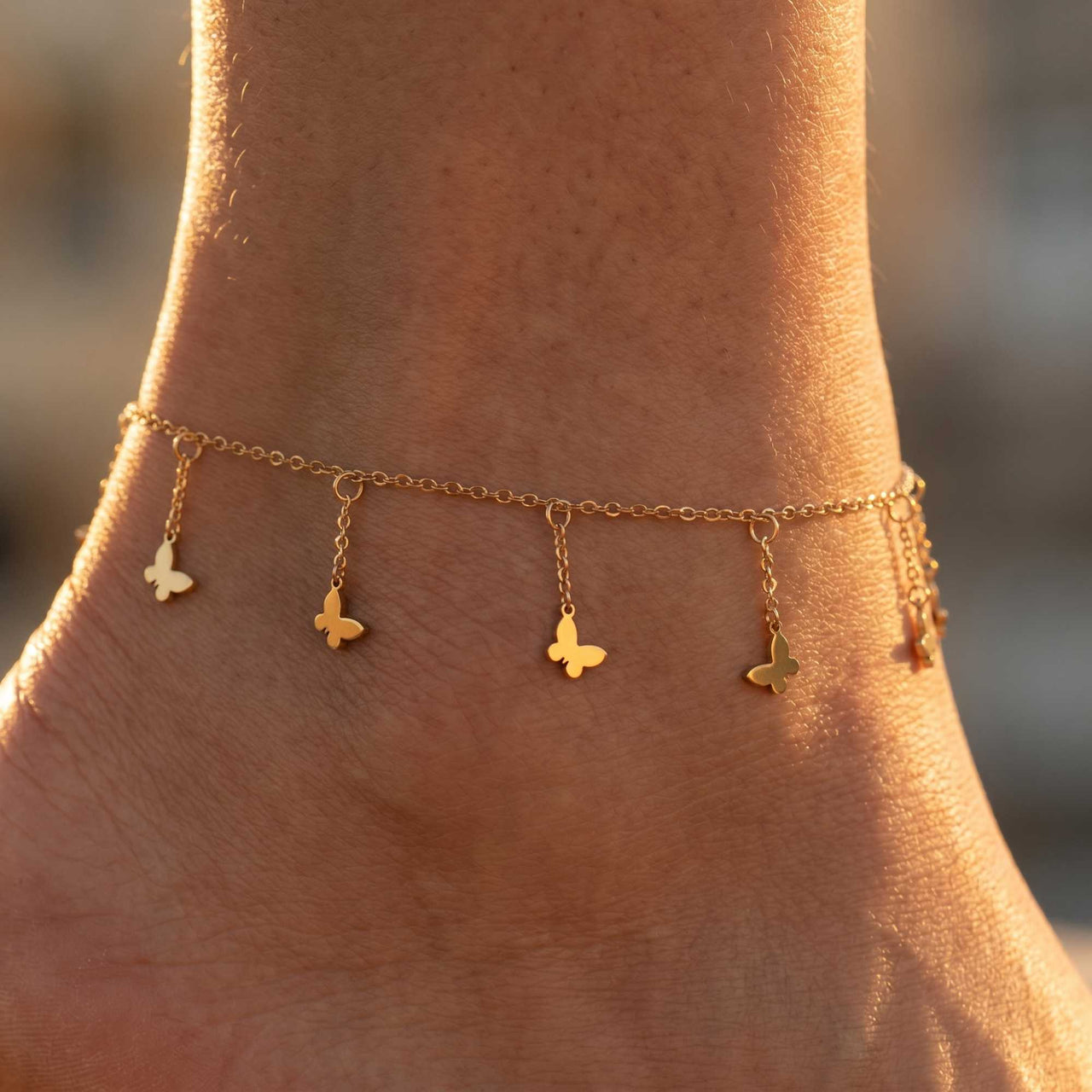 Siena Fußkettchen Gold mit Schmetterlingen