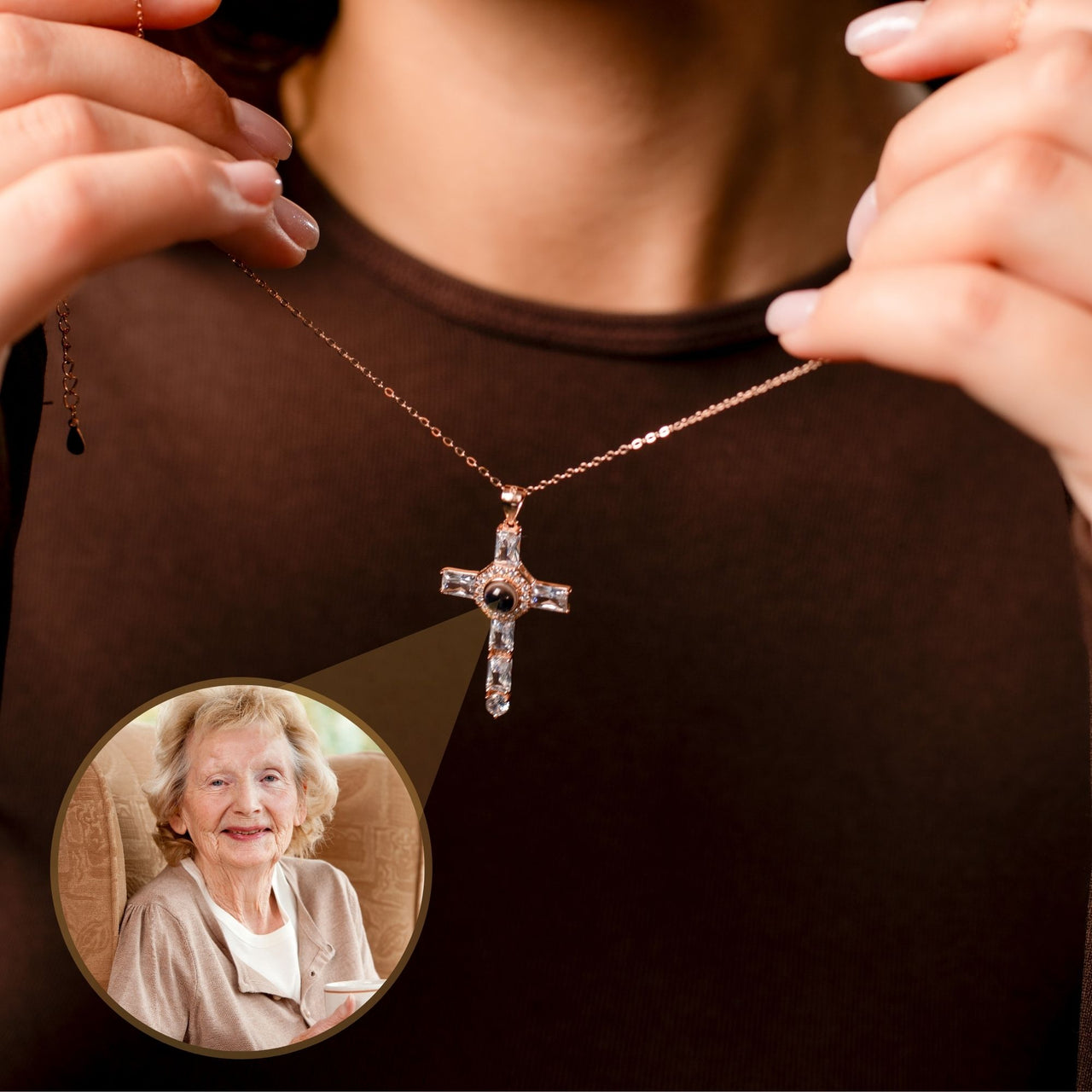 Cross Photo Necklace