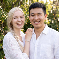Thumbnail for Couple moment, she wears the Austrian Crystals Flowers bracelet in silver | SKU: 422177-white-gold-XS-S