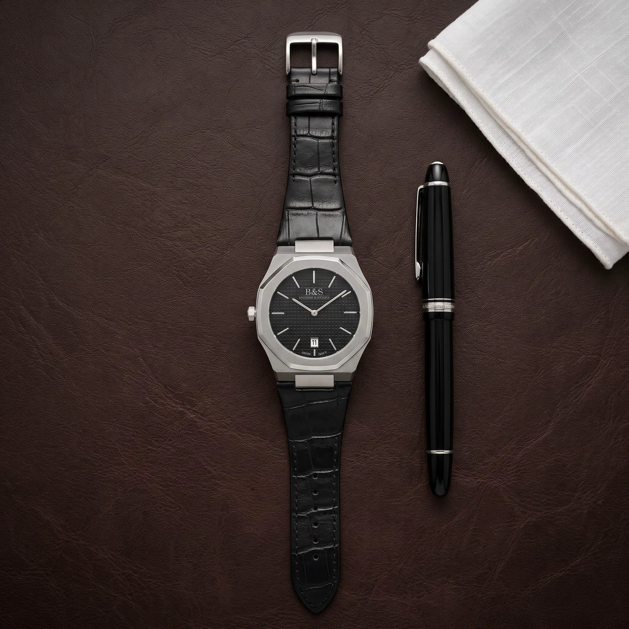 Black Signature men's watch, product photo – Brother & Sisters (SKU 01122019-black-signatue)