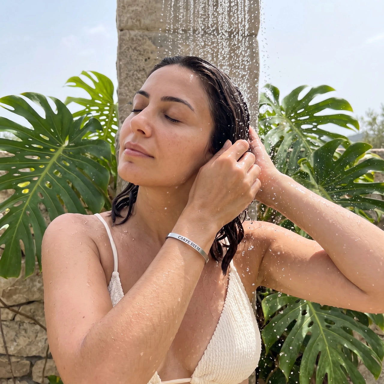 Carpe Diem, silver bracelet — outdoor shower | SKU: cp-rg