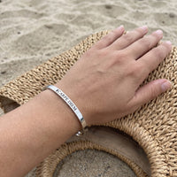 Thumbnail for Carpe Diem bracelet in silver worn, showing its real size | SKU: cp-wg