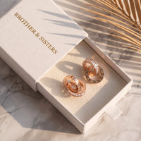 Thumbnail for Rose gold huggie hoop earrings in the Brother & Sisters gift box | SKU: 11137578-rose-gold